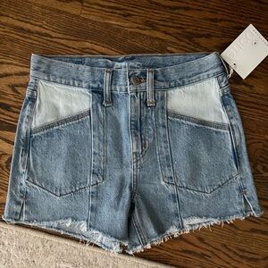 Etica Light Blue Two-Tone Denim Shorts